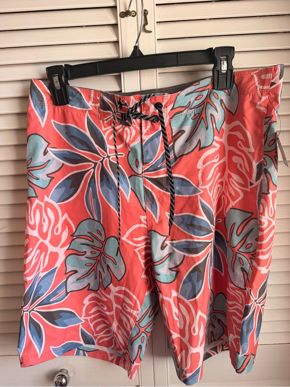 Hurley Coral & Teal Tropical Leaf Print Boardshorts